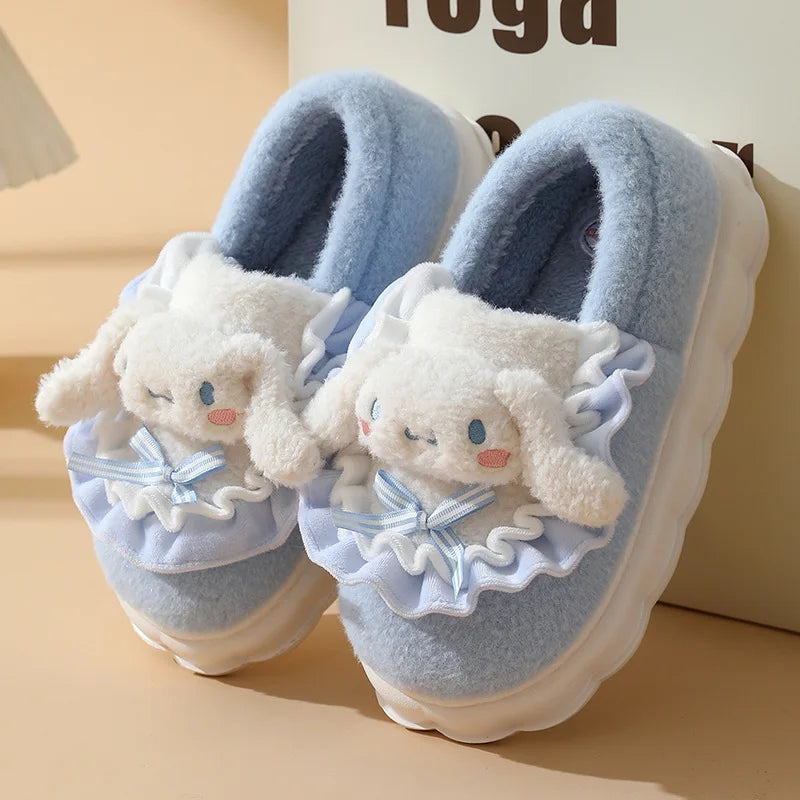 Kuschelige Baumwoll-Hausschuhe Damen – Kuromi & Hello Kitty Style