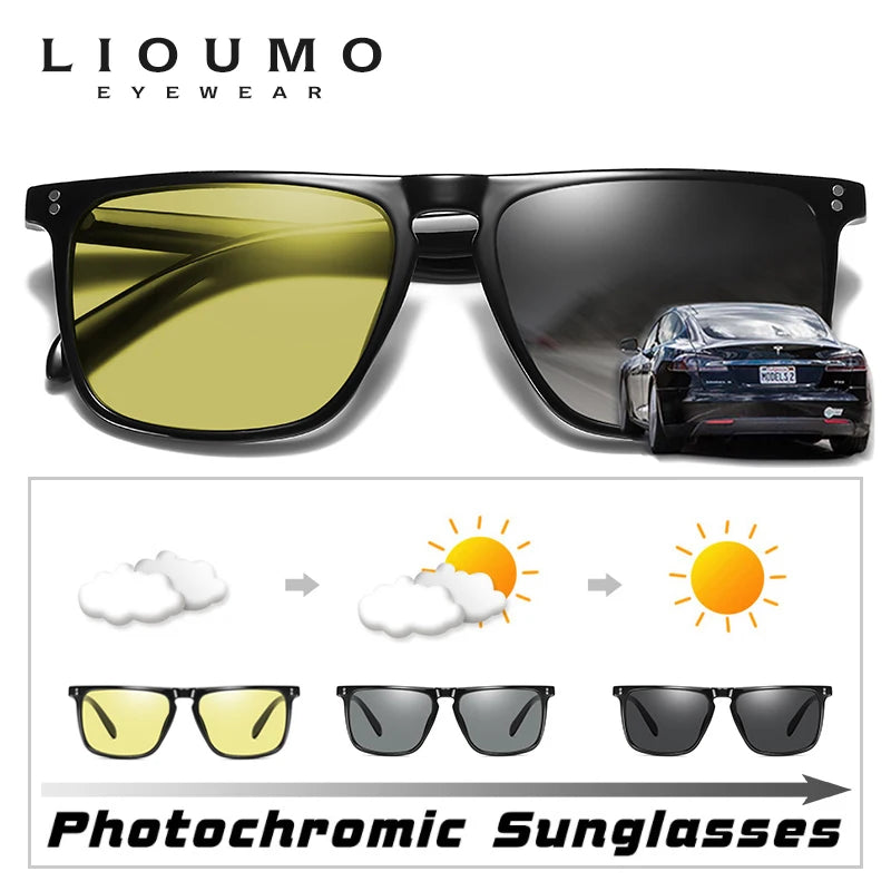 Rivet Square Fotochromatische Sonnenbrille – perfekte Sicht bei Tag & Nacht! Polarisierte Gläser, UV400-Schutz & Anti-Glare-Technologie für sicheres Fahren. Stilvoll, robust & ultraleicht – für Männer & Frauen. Hol dir den Premium-Look jetzt!