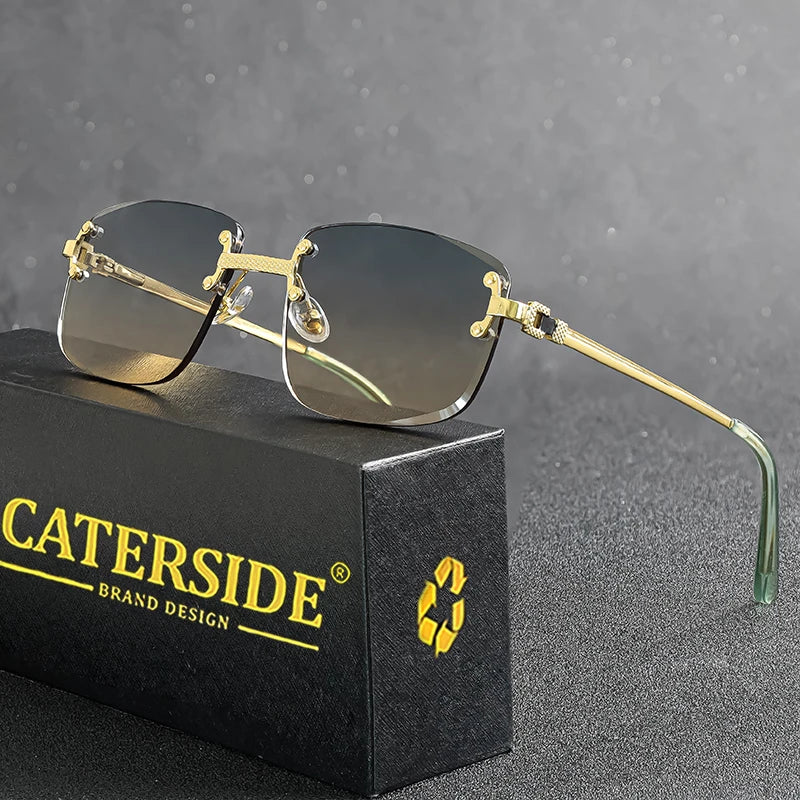 CATERSIDE Punk-Sonnenbrille – luxuriös, randlos & absolut im Trend! Rechteckiges Design, Metall-Details & UV400-Gläser für Style & Schutz. Perfekt für Männer & Frauen, ob Sport oder Streetwear. Hol dir den 2024er Look