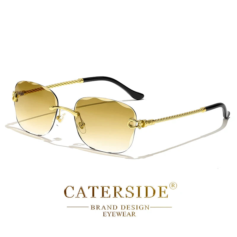 CATERSIDE Retro Sonnenbrille – stilvoll & randlos! Edles Design, sanfter Farbverlauf & UV400-Schutz für ultimativen Look & Komfort. Perfekt für Partys, Fashion & Sonnentage. Setze ein Statement mit purem Luxus!