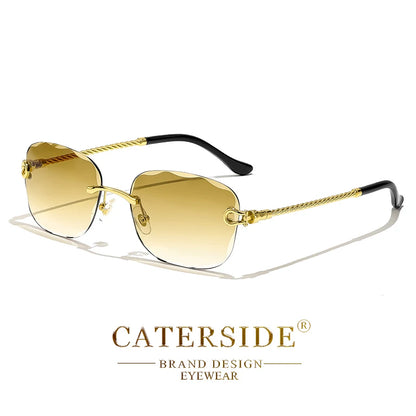 CATERSIDE Retro Sonnenbrille – stilvoll & randlos! Edles Design, sanfter Farbverlauf & UV400-Schutz für ultimativen Look & Komfort. Perfekt für Partys, Fashion & Sonnentage. Setze ein Statement mit purem Luxus!