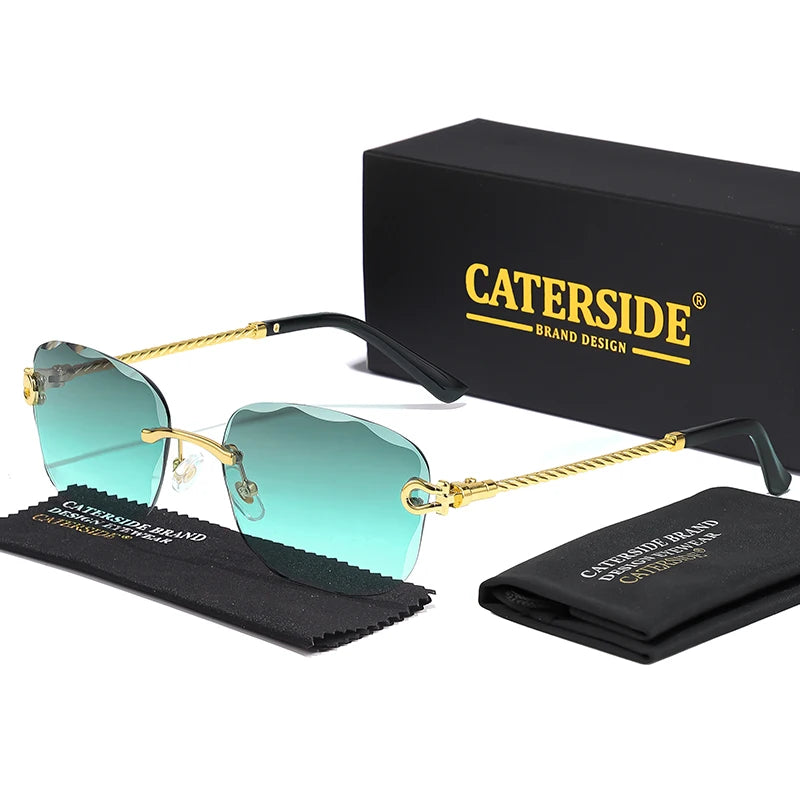 CATERSIDE Retro Sonnenbrille – stilvoll & randlos! Edles Design, sanfter Farbverlauf & UV400-Schutz für ultimativen Look & Komfort. Perfekt für Partys, Fashion & Sonnentage. Setze ein Statement mit purem Luxus!