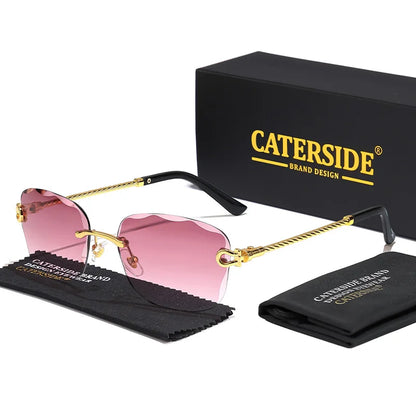 CATERSIDE Retro Sonnenbrille – stilvoll & randlos! Edles Design, sanfter Farbverlauf & UV400-Schutz für ultimativen Look & Komfort. Perfekt für Partys, Fashion & Sonnentage. Setze ein Statement mit purem Luxus!