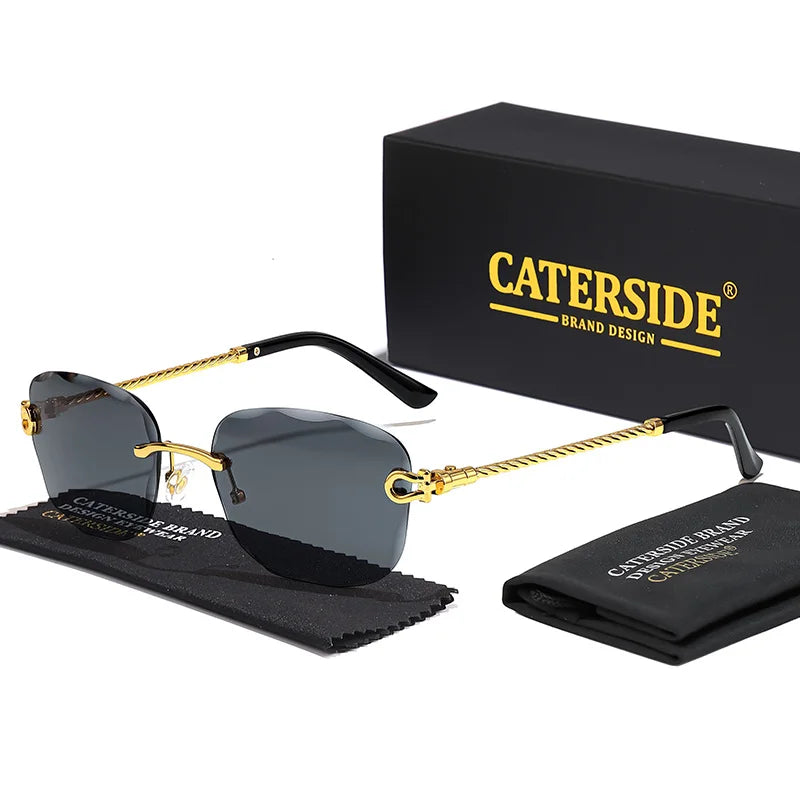 CATERSIDE Retro Sonnenbrille – stilvoll & randlos! Edles Design, sanfter Farbverlauf & UV400-Schutz für ultimativen Look & Komfort. Perfekt für Partys, Fashion & Sonnentage. Setze ein Statement mit purem Luxus!