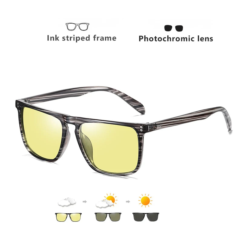 Rivet Square Fotochromatische Sonnenbrille – perfekte Sicht bei Tag & Nacht! Polarisierte Gläser, UV400-Schutz & Anti-Glare-Technologie für sicheres Fahren. Stilvoll, robust & ultraleicht – für Männer & Frauen. Hol dir den Premium-Look jetzt!