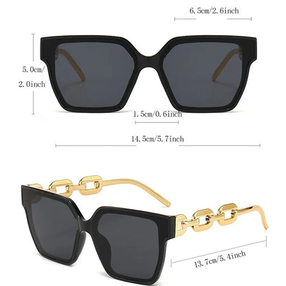 Stylische Retro-Sonnenbrille für Damen mit rechteckigem Vintage-Design. Hochwertige Markengläser bieten UV-Schutz. Perfekt für Modebewusste – ideal zum Fahren oder als trendiges Accessoire!