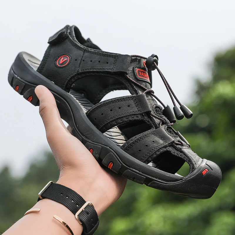 „BreezeWalk™ Sommer Herren Sandalen – Leder, atmungsaktiv & bequem“