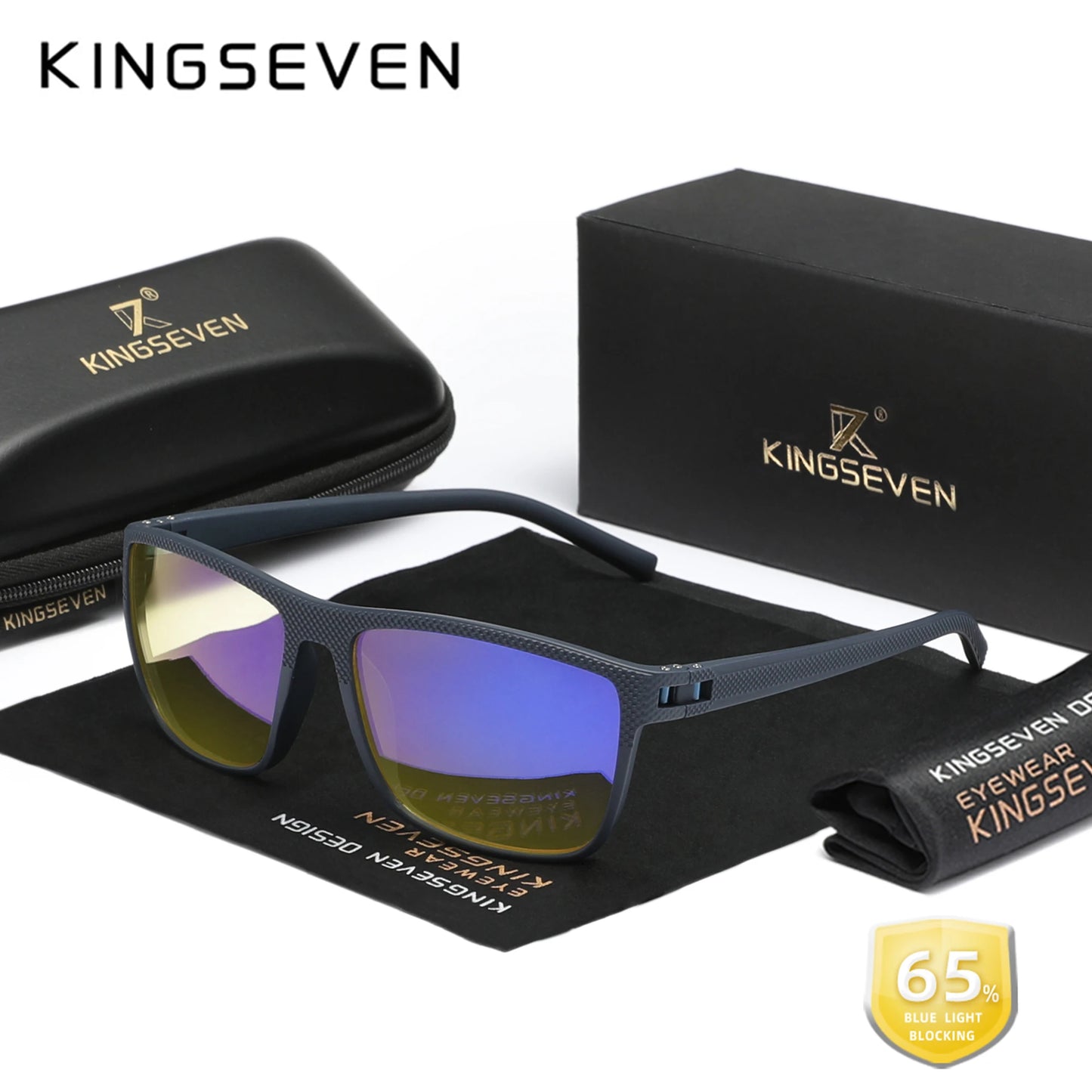 KINGSEVEN Anti-Blaulicht-Brille mit 99 % Filterung. Transparente Gläser für Männer & Frauen, ideal für Computer & digitale Bildschirme. Stilvolles Design, schützt die Augen & reduziert Ermüdung. Perfekt für Arbeit & Alltag!