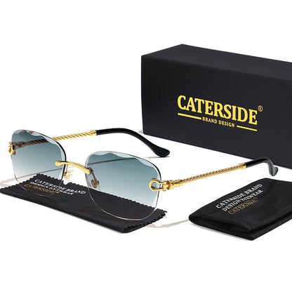 CATERSIDE Retro Sonnenbrille – stilvoll & randlos! Edles Design, sanfter Farbverlauf & UV400-Schutz für ultimativen Look & Komfort. Perfekt für Partys, Fashion & Sonnentage. Setze ein Statement mit purem Luxus!