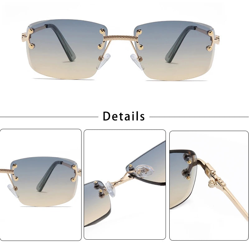 CATERSIDE Punk-Sonnenbrille – luxuriös, randlos & absolut im Trend! Rechteckiges Design, Metall-Details & UV400-Gläser für Style & Schutz. Perfekt für Männer & Frauen, ob Sport oder Streetwear. Hol dir den 2024er Look