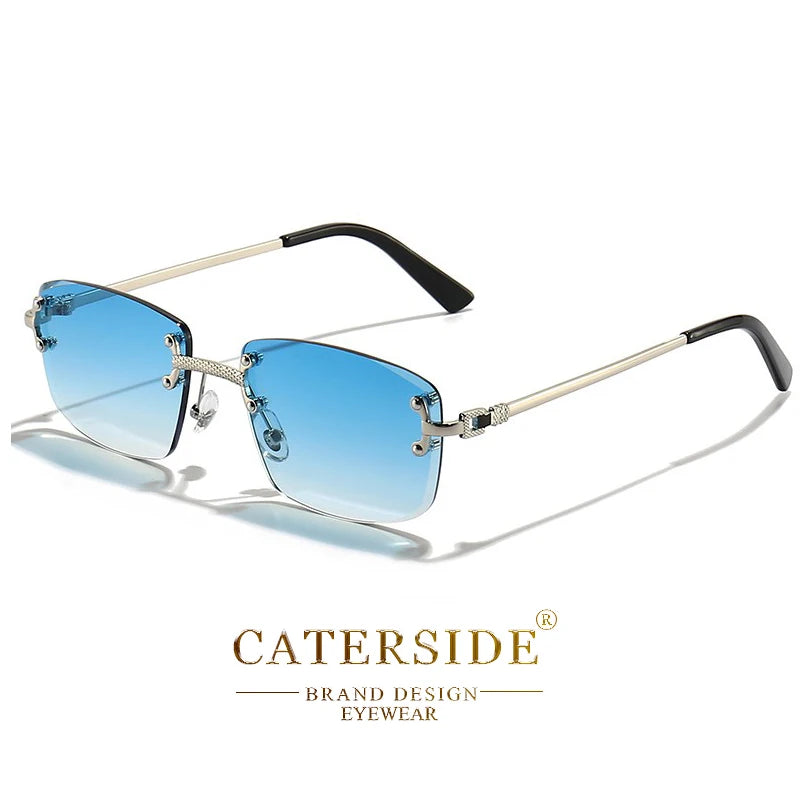 CATERSIDE Punk-Sonnenbrille – luxuriös, randlos & absolut im Trend! Rechteckiges Design, Metall-Details & UV400-Gläser für Style & Schutz. Perfekt für Männer & Frauen, ob Sport oder Streetwear. Hol dir den 2024er Look