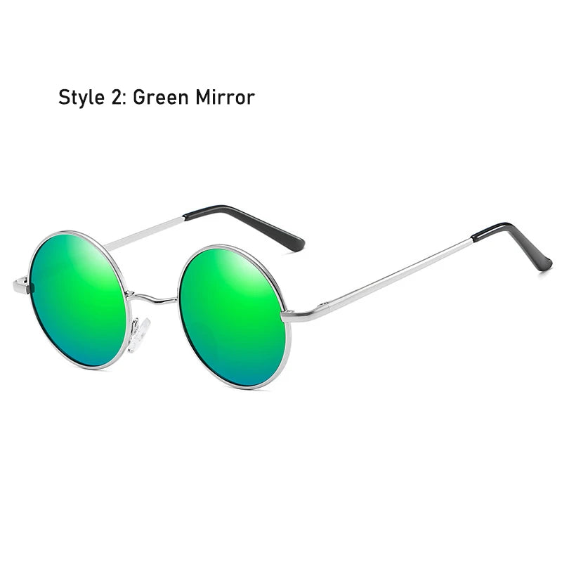 Retro Vintage Round Polarized Sunglasses Men Brand Designer Sun Glasses Women Alloy Metal Frame Black Lens Eyewear Driving UV400