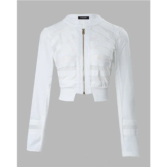 Modischer Damen-Kurzmantel – Slim Fit mit Mesh & Langarm