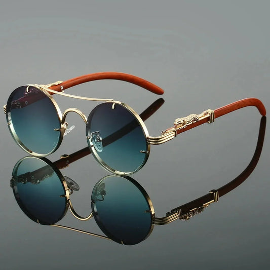 Vintage-Punk-Rundsonnenbrille mit Doppelsteg für Männer & Frauen. Stylisches Retro-Design, luxuriöse Verarbeitung & multicolor Gläser für trendigen Look. Perfekt für Modebewusste, die Individualität lieben!