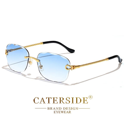 CATERSIDE Retro Sonnenbrille – stilvoll & randlos! Edles Design, sanfter Farbverlauf & UV400-Schutz für ultimativen Look & Komfort. Perfekt für Partys, Fashion & Sonnentage. Setze ein Statement mit purem Luxus!