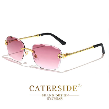 CATERSIDE Retro Sonnenbrille – stilvoll & randlos! Edles Design, sanfter Farbverlauf & UV400-Schutz für ultimativen Look & Komfort. Perfekt für Partys, Fashion & Sonnentage. Setze ein Statement mit purem Luxus!