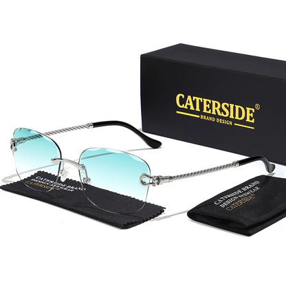 CATERSIDE Retro Sonnenbrille – stilvoll & randlos! Edles Design, sanfter Farbverlauf & UV400-Schutz für ultimativen Look & Komfort. Perfekt für Partys, Fashion & Sonnentage. Setze ein Statement mit purem Luxus!