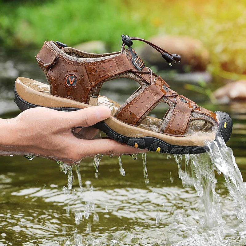 „BreezeWalk™ Sommer Herren Sandalen – Leder, atmungsaktiv & bequem“