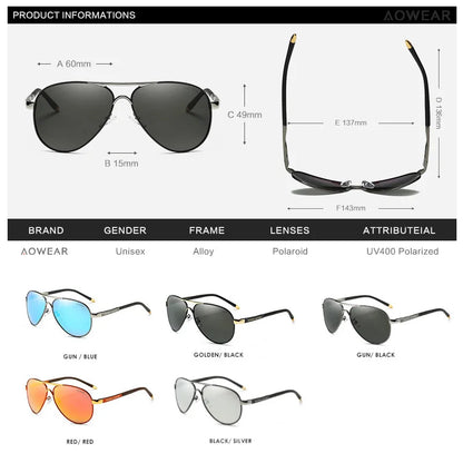 AOWEAR Herren Aviator Sonnenbrille – Stil trifft Funktion! Polarisierte HD-Gläser für klare Sicht, UV400-Schutz für maximale Sicherheit. Leicht, robust & ultrabequem – perfekt für Autofahren, Sport & Alltag. Hol dir jetzt den ultimativen Piloten-Look!