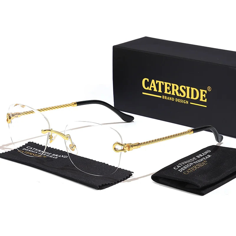 CATERSIDE Retro Sonnenbrille – stilvoll & randlos! Edles Design, sanfter Farbverlauf & UV400-Schutz für ultimativen Look & Komfort. Perfekt für Partys, Fashion & Sonnentage. Setze ein Statement mit purem Luxus!