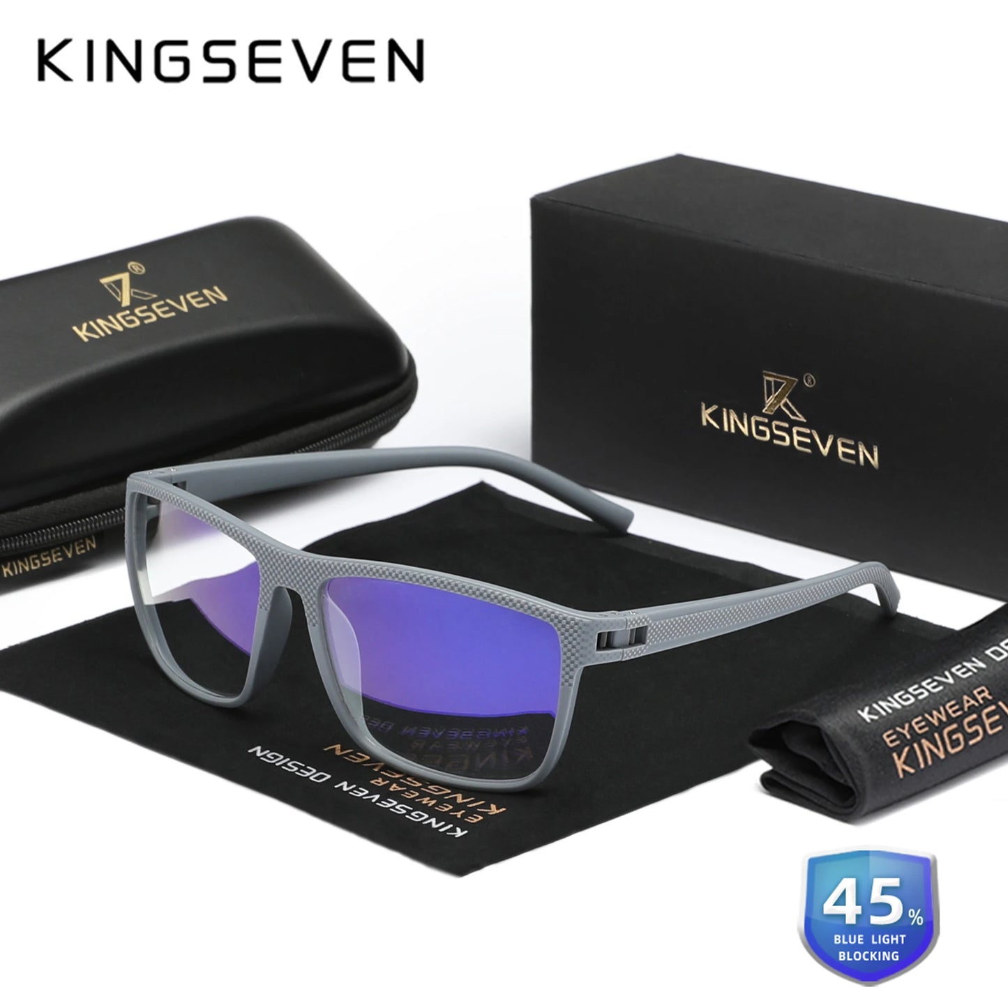 KINGSEVEN Anti-Blaulicht-Brille mit 99 % Filterung. Transparente Gläser für Männer & Frauen, ideal für Computer & digitale Bildschirme. Stilvolles Design, schützt die Augen & reduziert Ermüdung. Perfekt für Arbeit & Alltag!