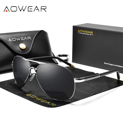 AOWEAR Herren Aviator Sonnenbrille – Stil trifft Funktion! Polarisierte HD-Gläser für klare Sicht, UV400-Schutz für maximale Sicherheit. Leicht, robust & ultrabequem – perfekt für Autofahren, Sport & Alltag. Hol dir jetzt den ultimativen Piloten-Look!