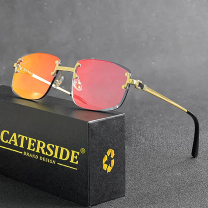 CATERSIDE Punk-Sonnenbrille – luxuriös, randlos & absolut im Trend! Rechteckiges Design, Metall-Details & UV400-Gläser für Style & Schutz. Perfekt für Männer & Frauen, ob Sport oder Streetwear. Hol dir den 2024er Look