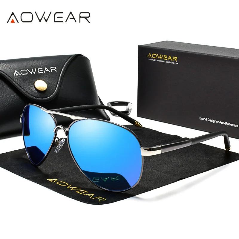 AOWEAR Herren Aviator Sonnenbrille – Stil trifft Funktion! Polarisierte HD-Gläser für klare Sicht, UV400-Schutz für maximale Sicherheit. Leicht, robust & ultrabequem – perfekt für Autofahren, Sport & Alltag. Hol dir jetzt den ultimativen Piloten-Look!