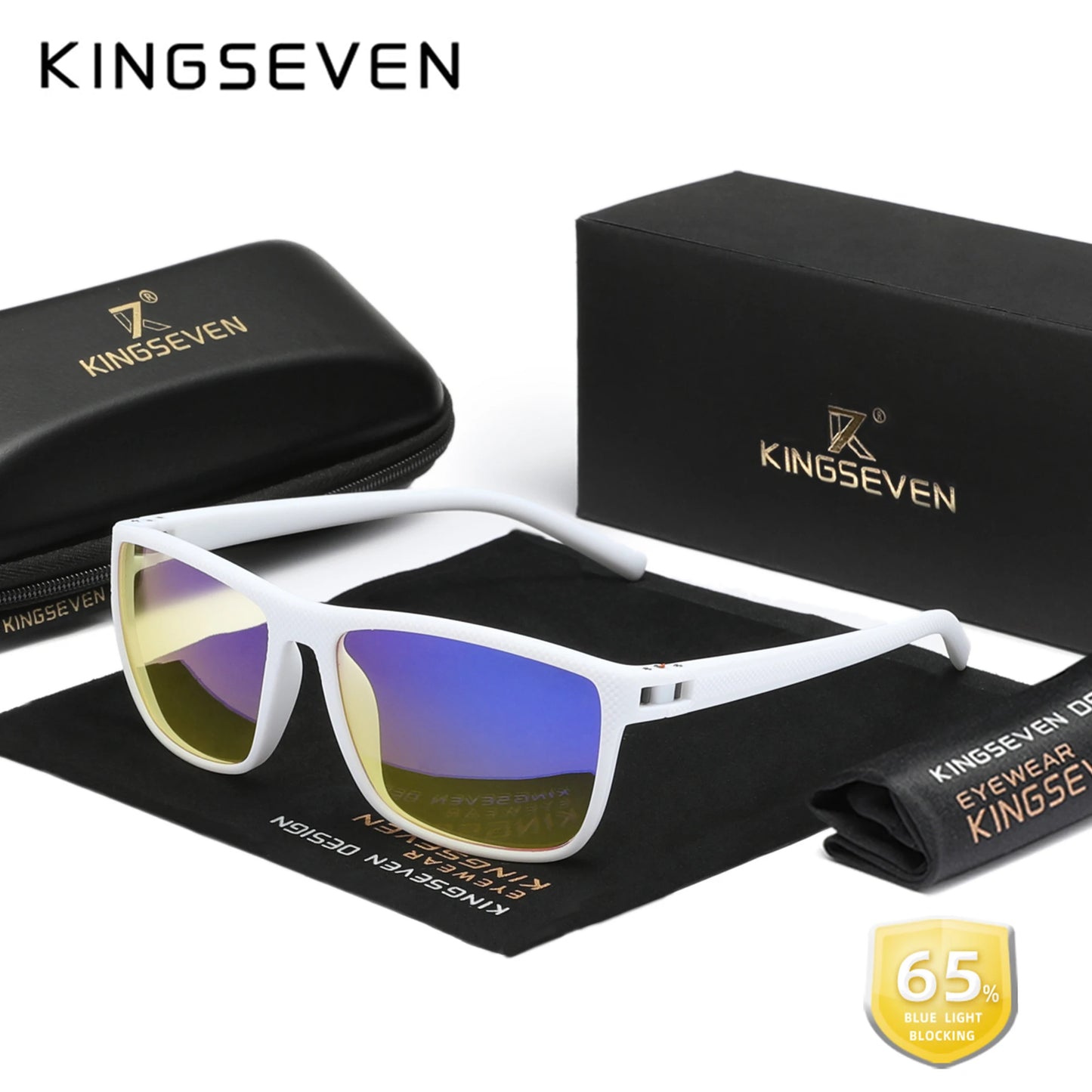 KINGSEVEN Anti-Blaulicht-Brille mit 99 % Filterung. Transparente Gläser für Männer & Frauen, ideal für Computer & digitale Bildschirme. Stilvolles Design, schützt die Augen & reduziert Ermüdung. Perfekt für Arbeit & Alltag!