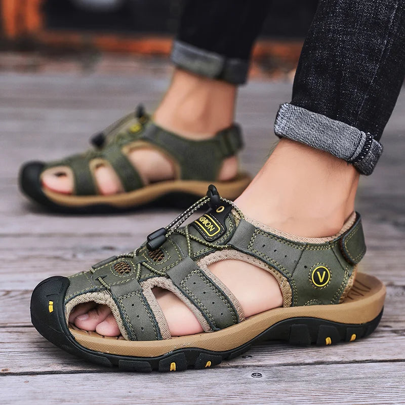 „BreezeWalk™ Sommer Herren Sandalen – Leder, atmungsaktiv & bequem“