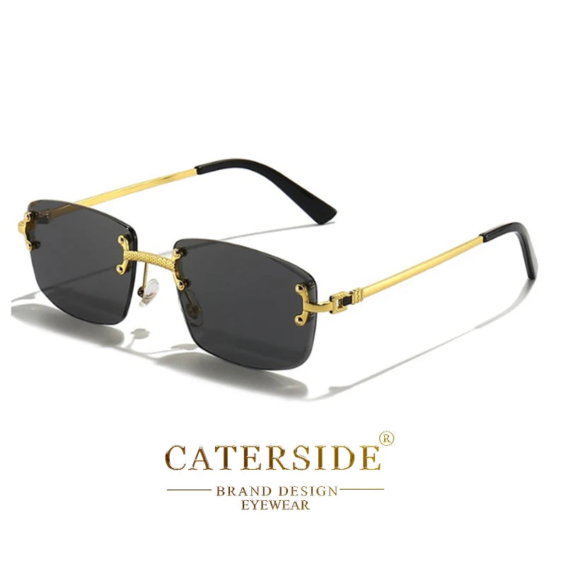 CATERSIDE Punk-Sonnenbrille – luxuriös, randlos & absolut im Trend! Rechteckiges Design, Metall-Details & UV400-Gläser für Style & Schutz. Perfekt für Männer & Frauen, ob Sport oder Streetwear. Hol dir den 2024er Look