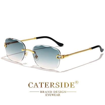 CATERSIDE Retro Sonnenbrille – stilvoll & randlos! Edles Design, sanfter Farbverlauf & UV400-Schutz für ultimativen Look & Komfort. Perfekt für Partys, Fashion & Sonnentage. Setze ein Statement mit purem Luxus!