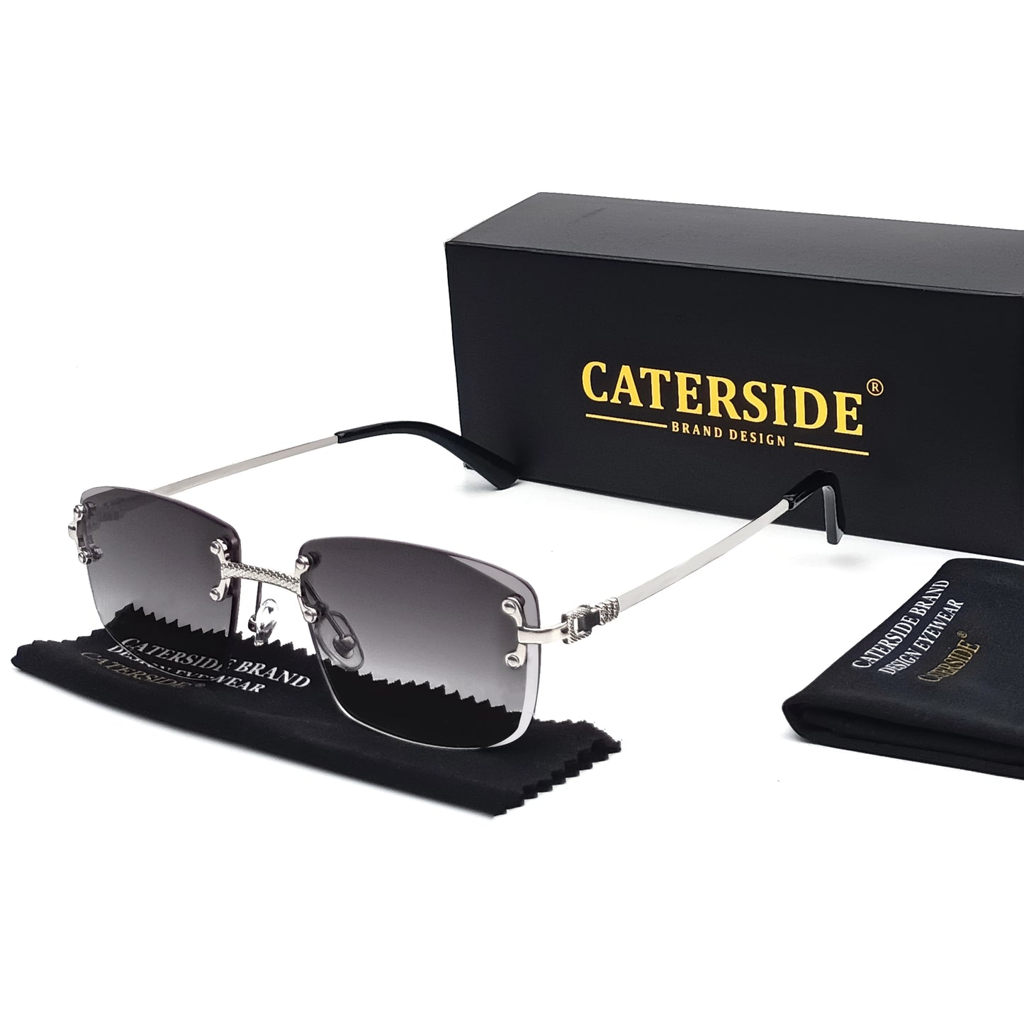 CATERSIDE Punk-Sonnenbrille – luxuriös, randlos & absolut im Trend! Rechteckiges Design, Metall-Details & UV400-Gläser für Style & Schutz. Perfekt für Männer & Frauen, ob Sport oder Streetwear. Hol dir den 2024er Look