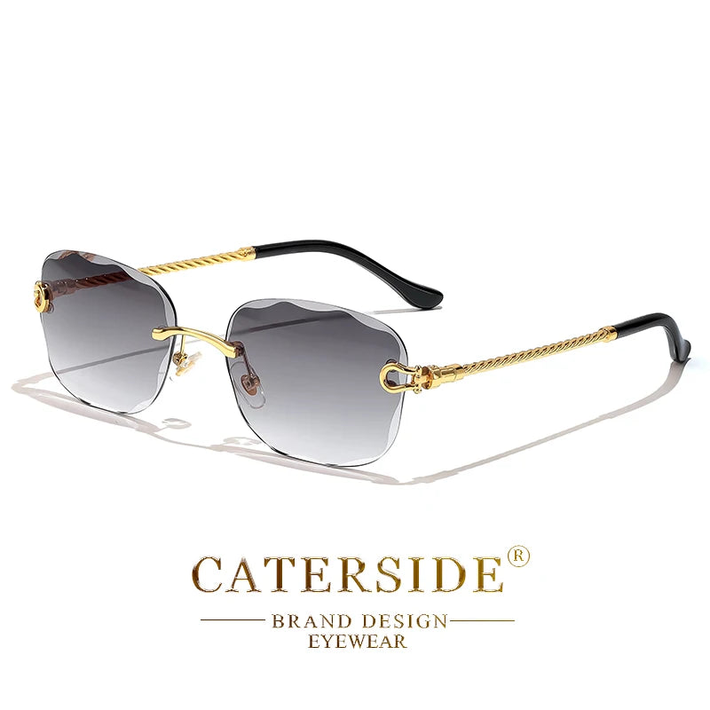 CATERSIDE Retro Sonnenbrille – stilvoll & randlos! Edles Design, sanfter Farbverlauf & UV400-Schutz für ultimativen Look & Komfort. Perfekt für Partys, Fashion & Sonnentage. Setze ein Statement mit purem Luxus!