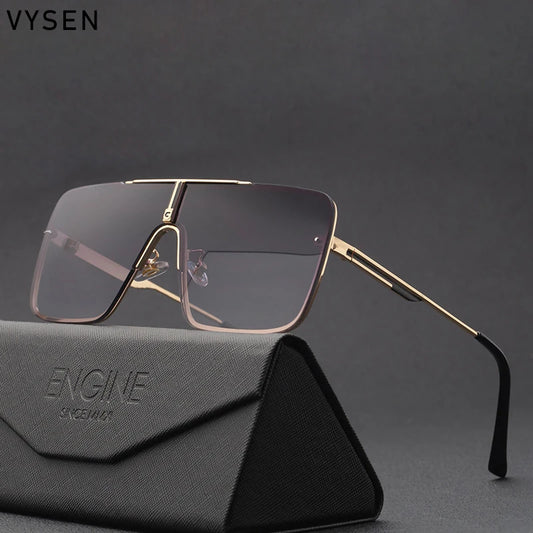 Herren Oversize Sonnenbrille – Quadratisches Luxus-Metall-Design