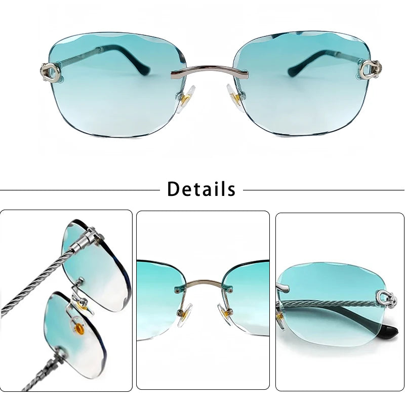 CATERSIDE Retro Sonnenbrille – stilvoll & randlos! Edles Design, sanfter Farbverlauf & UV400-Schutz für ultimativen Look & Komfort. Perfekt für Partys, Fashion & Sonnentage. Setze ein Statement mit purem Luxus!