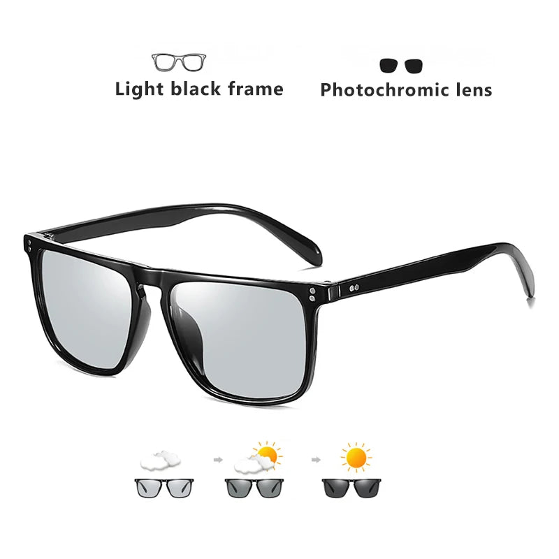 Rivet Square Fotochromatische Sonnenbrille – perfekte Sicht bei Tag & Nacht! Polarisierte Gläser, UV400-Schutz & Anti-Glare-Technologie für sicheres Fahren. Stilvoll, robust & ultraleicht – für Männer & Frauen. Hol dir den Premium-Look jetzt!