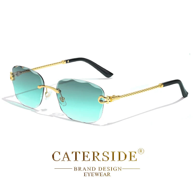 CATERSIDE Retro Sonnenbrille – stilvoll & randlos! Edles Design, sanfter Farbverlauf & UV400-Schutz für ultimativen Look & Komfort. Perfekt für Partys, Fashion & Sonnentage. Setze ein Statement mit purem Luxus!