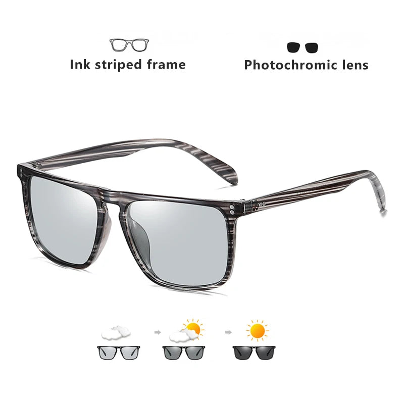 Rivet Square Fotochromatische Sonnenbrille – perfekte Sicht bei Tag & Nacht! Polarisierte Gläser, UV400-Schutz & Anti-Glare-Technologie für sicheres Fahren. Stilvoll, robust & ultraleicht – für Männer & Frauen. Hol dir den Premium-Look jetzt!