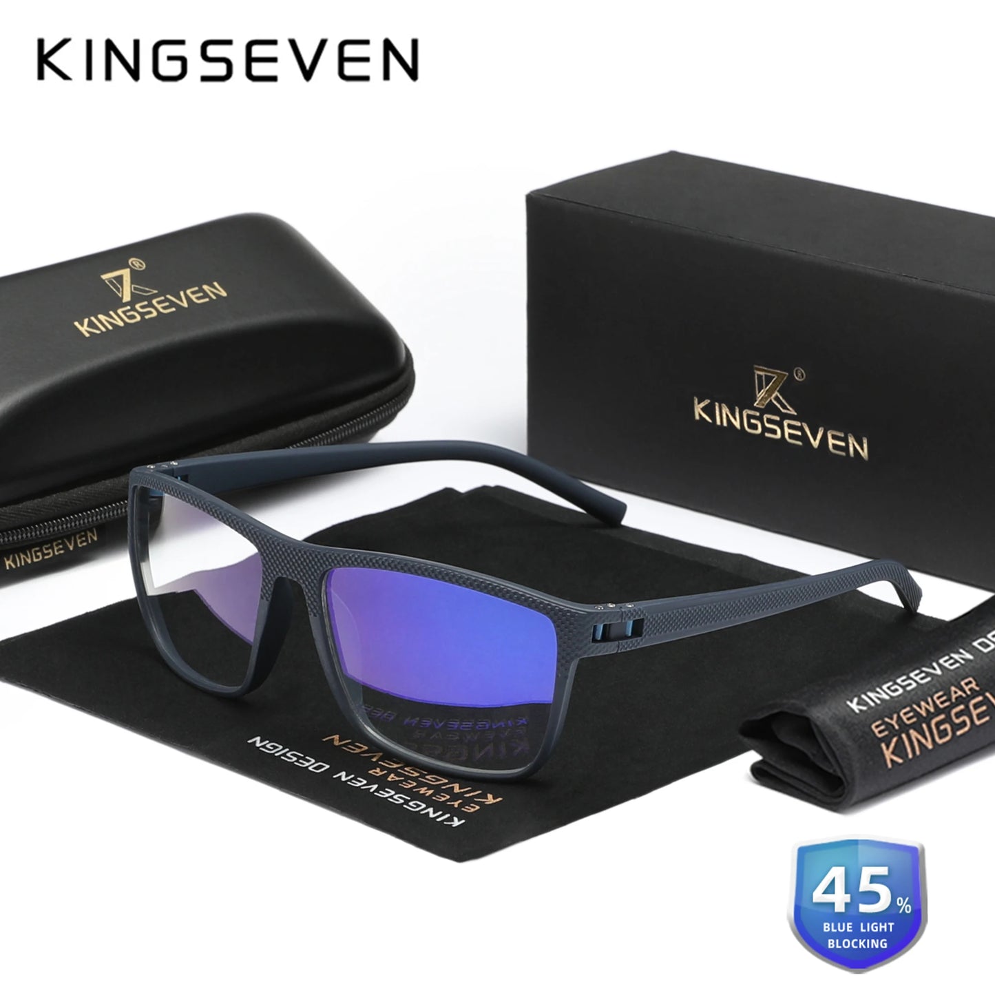 KINGSEVEN Anti-Blaulicht-Brille mit 99 % Filterung. Transparente Gläser für Männer & Frauen, ideal für Computer & digitale Bildschirme. Stilvolles Design, schützt die Augen & reduziert Ermüdung. Perfekt für Arbeit & Alltag!