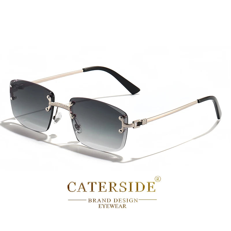 CATERSIDE Punk-Sonnenbrille – luxuriös, randlos & absolut im Trend! Rechteckiges Design, Metall-Details & UV400-Gläser für Style & Schutz. Perfekt für Männer & Frauen, ob Sport oder Streetwear. Hol dir den 2024er Look