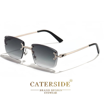 CATERSIDE Punk-Sonnenbrille – luxuriös, randlos & absolut im Trend! Rechteckiges Design, Metall-Details & UV400-Gläser für Style & Schutz. Perfekt für Männer & Frauen, ob Sport oder Streetwear. Hol dir den 2024er Look