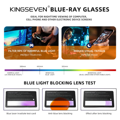 KINGSEVEN Anti-Blaulicht-Brille mit 99 % Filterung. Transparente Gläser für Männer & Frauen, ideal für Computer & digitale Bildschirme. Stilvolles Design, schützt die Augen & reduziert Ermüdung. Perfekt für Arbeit & Alltag!