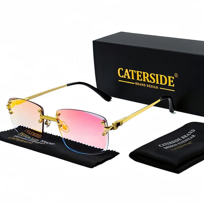 CATERSIDE Punk-Sonnenbrille – luxuriös, randlos & absolut im Trend! Rechteckiges Design, Metall-Details & UV400-Gläser für Style & Schutz. Perfekt für Männer & Frauen, ob Sport oder Streetwear. Hol dir den 2024er Look